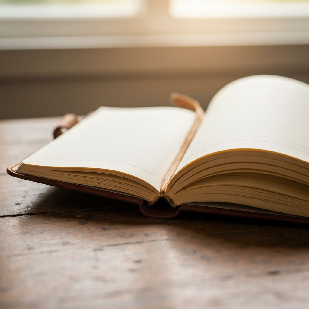 Cuaderno abierto con luz suave